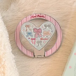 Korean Fold Heart Bowknot Magnetic Phone Case - Colorful Shockproof Soft Cover - iPhone 15 (Only holder)