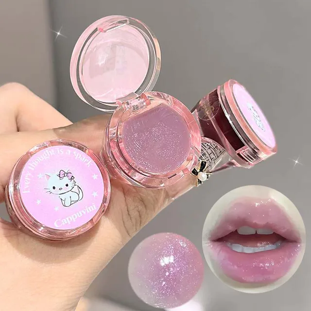 Lip Gloss Glitter con Anillo de Gato – Brillo de Labios Hidratante Rojo y Marrón