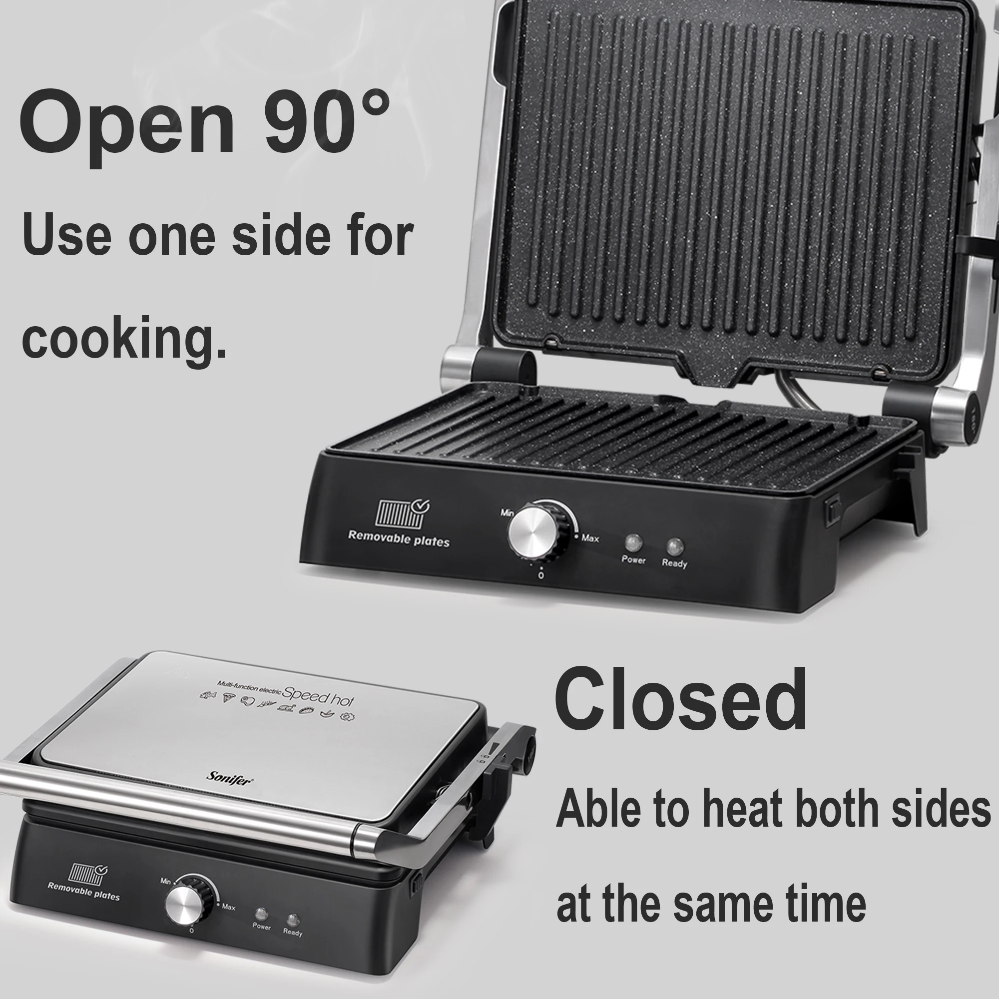 BBQ Electric Contact Grill Waffle Maker Griddle And Panini Press Kitchen Barbecue Griddle Smokeless Baking Barbecue Sonifer 4