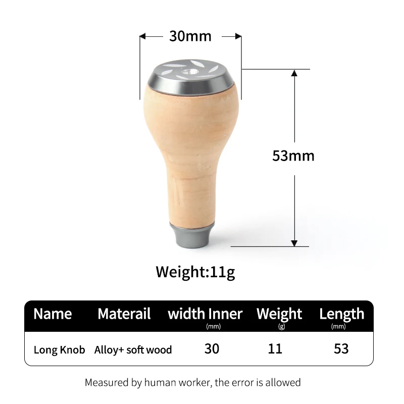 kawa 1pc Fishing Reel Handle Soft Wooden Knob For D/S Reel Include 2pcs Bearing length 53mmWeight 11g/pc DIY Reel Knob Accessory