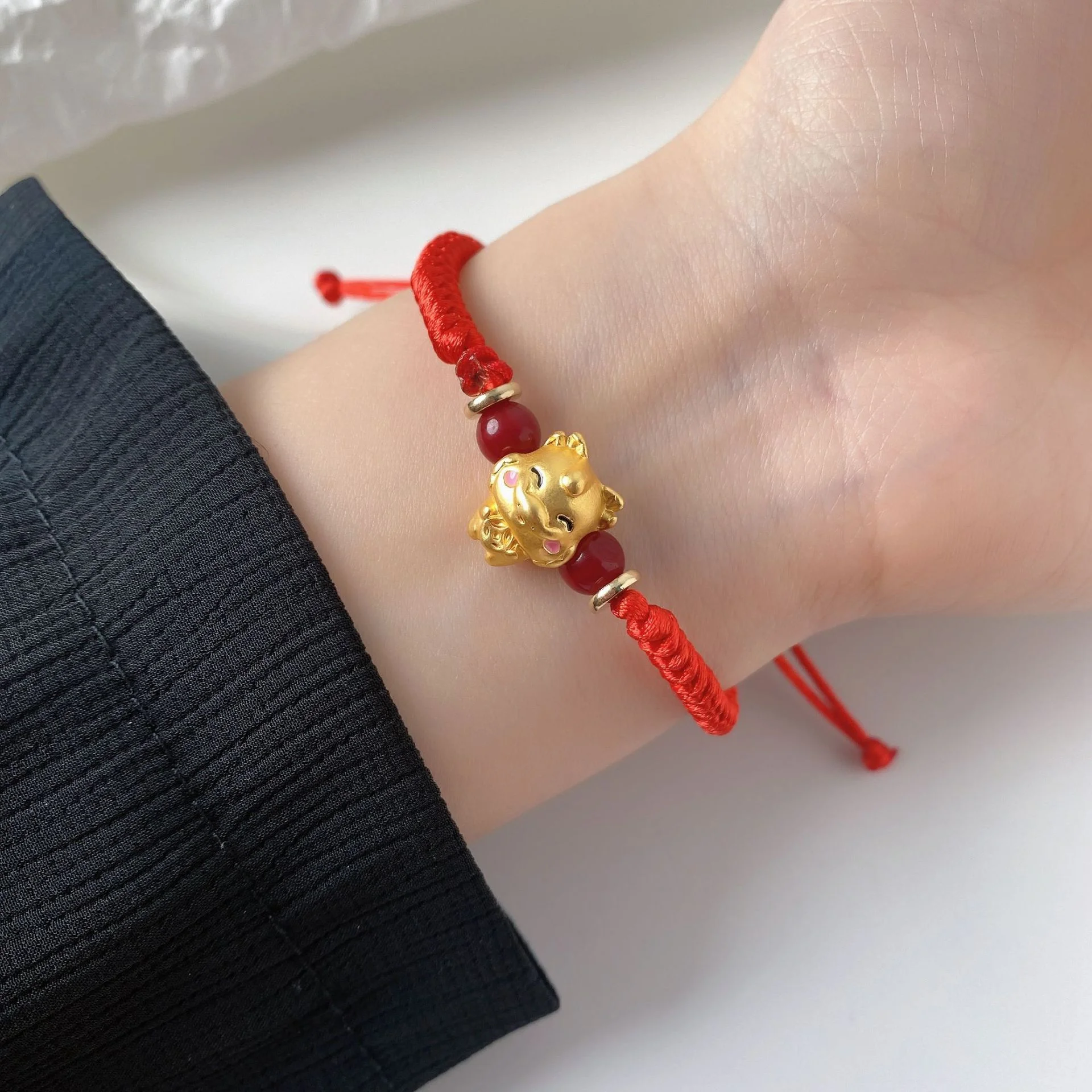 Constellation Zodiac Sign Braided Animal Bracelet Men Women Red Rope Gold Color Beads Bracelet Bangle Gift Jewelry 12
