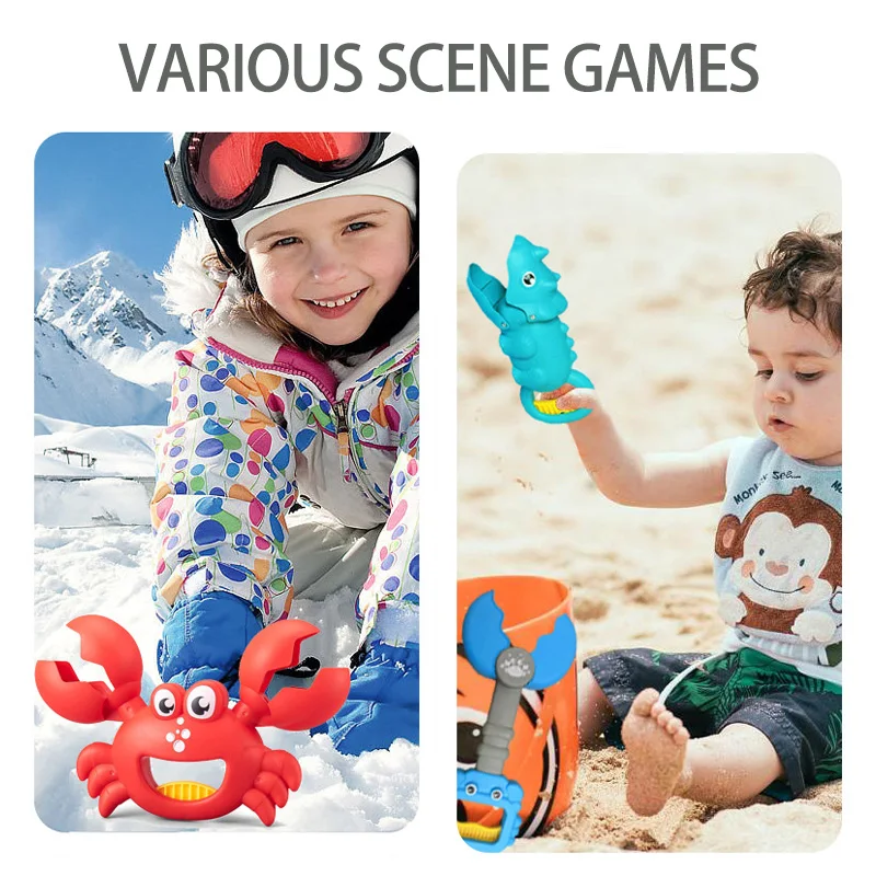 Baby Beach Toy Outdoor Summer Digging Sand Dinosaur Lobster Claw Grabber Set Winter Snow Toy Snowball Maker Tool Kit Kid Gift 4