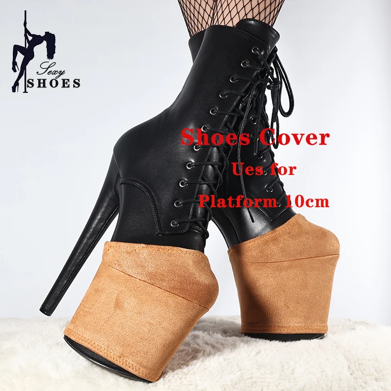 Women Pole Dance Shoes Training Protective Cover Overshoes Platform 10CM Sandals Protectors Suede Wear-Resist Boots Shoes Cover
