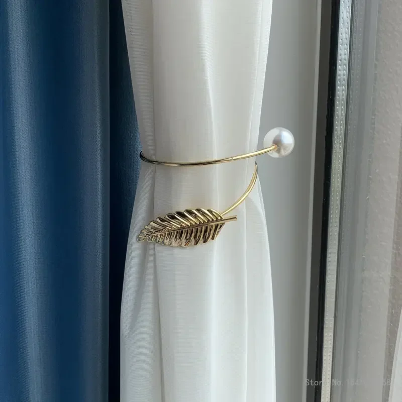 Modern Minimalist Pearl Alloy Metal Curtain Straps Bedroom Home Living Room Soft Decoration Storage Clip Curtain Buckle, 1Pc