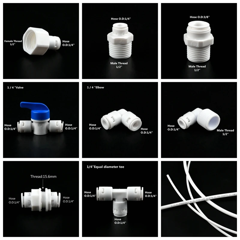 5pcs 1/4 3/8 Hose Water Purifier Accessories Reverse Osmosis Quick  Coupling Aquarium Fitting Ro Water Plastic Pipe Connector - Garden Water  Connectors - AliExpress
