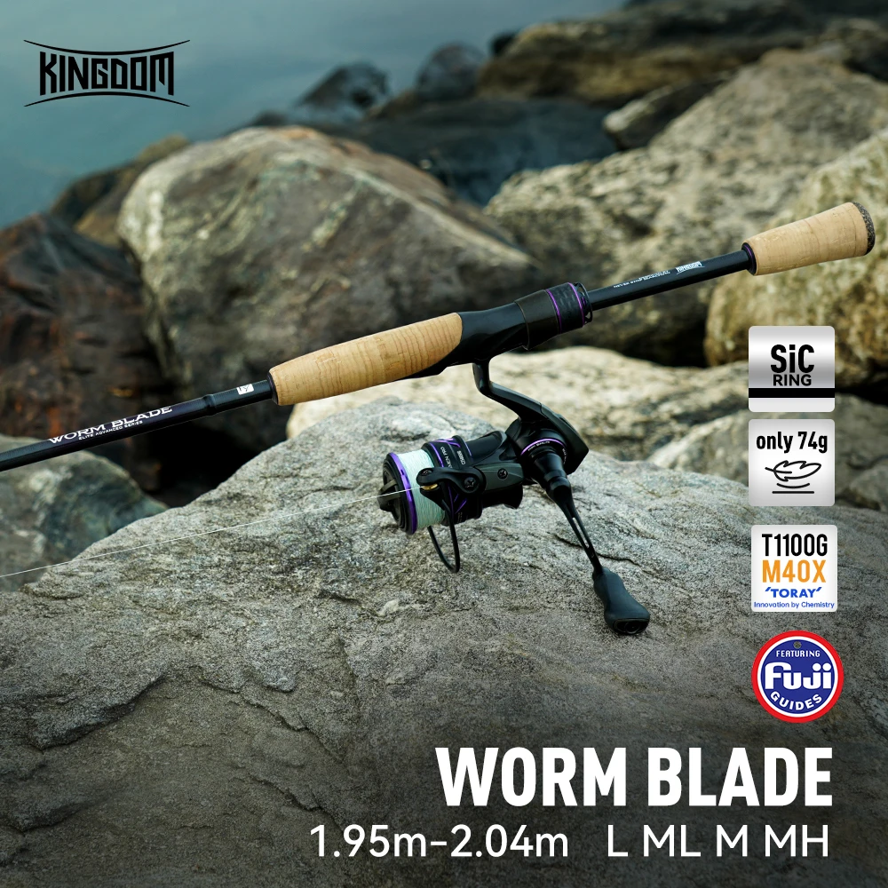 KINGDOM Worm Blade Fishing Rod 1.95m 2.04m L ML M MH Fuji Guide Toray 33T 40T Carbon Bass Rod