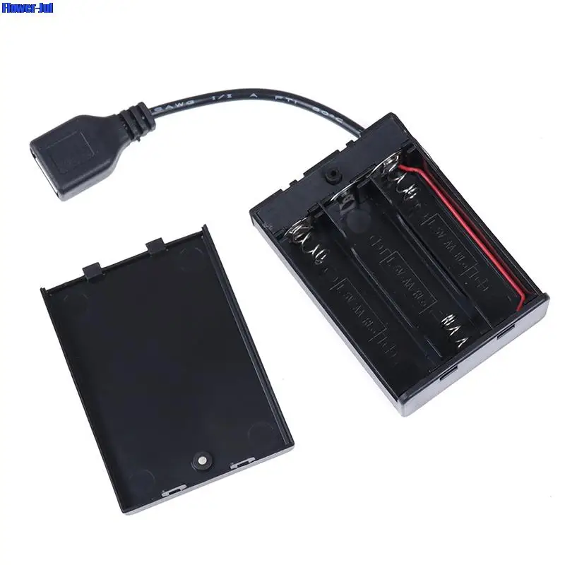 DC 4.5V Portable Mini AA Battery Holder Storage Box Case USB Power