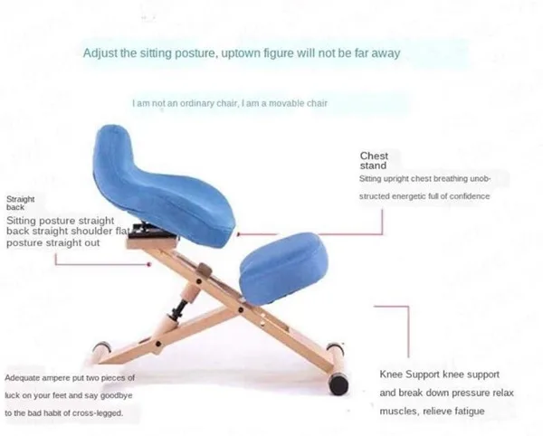 Description Picture 4 of itemFashion Simple Upgraded Version Ergonomic Kneeling Chair Modern Solid Wood Knee Office Stool Sitting Posture Correction Chair