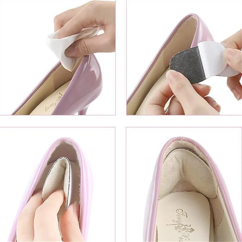 Thickened Suede Shoe Insert Anti Slip Cushion Pads Protector Heels Rubbing Half yard Heel Shoes Insole Grips Unisex 2pcs = 1pair