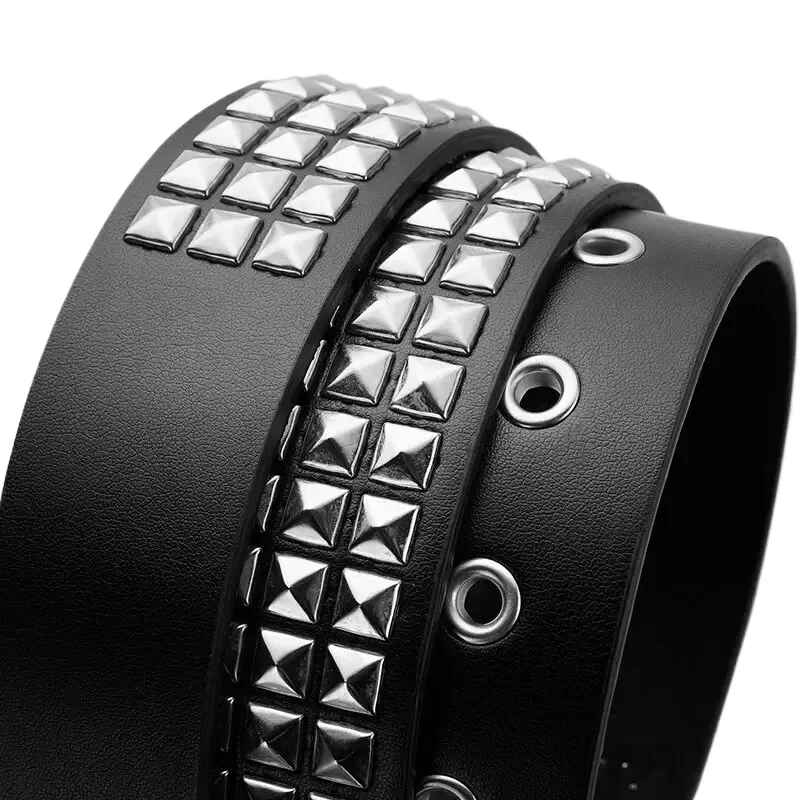 Heavy Metal Rivet Punk Belt - Y2K Industrial Gothic Belt with Studded Design for Jeans & Nightclub, Unisex Rock Style Accessory