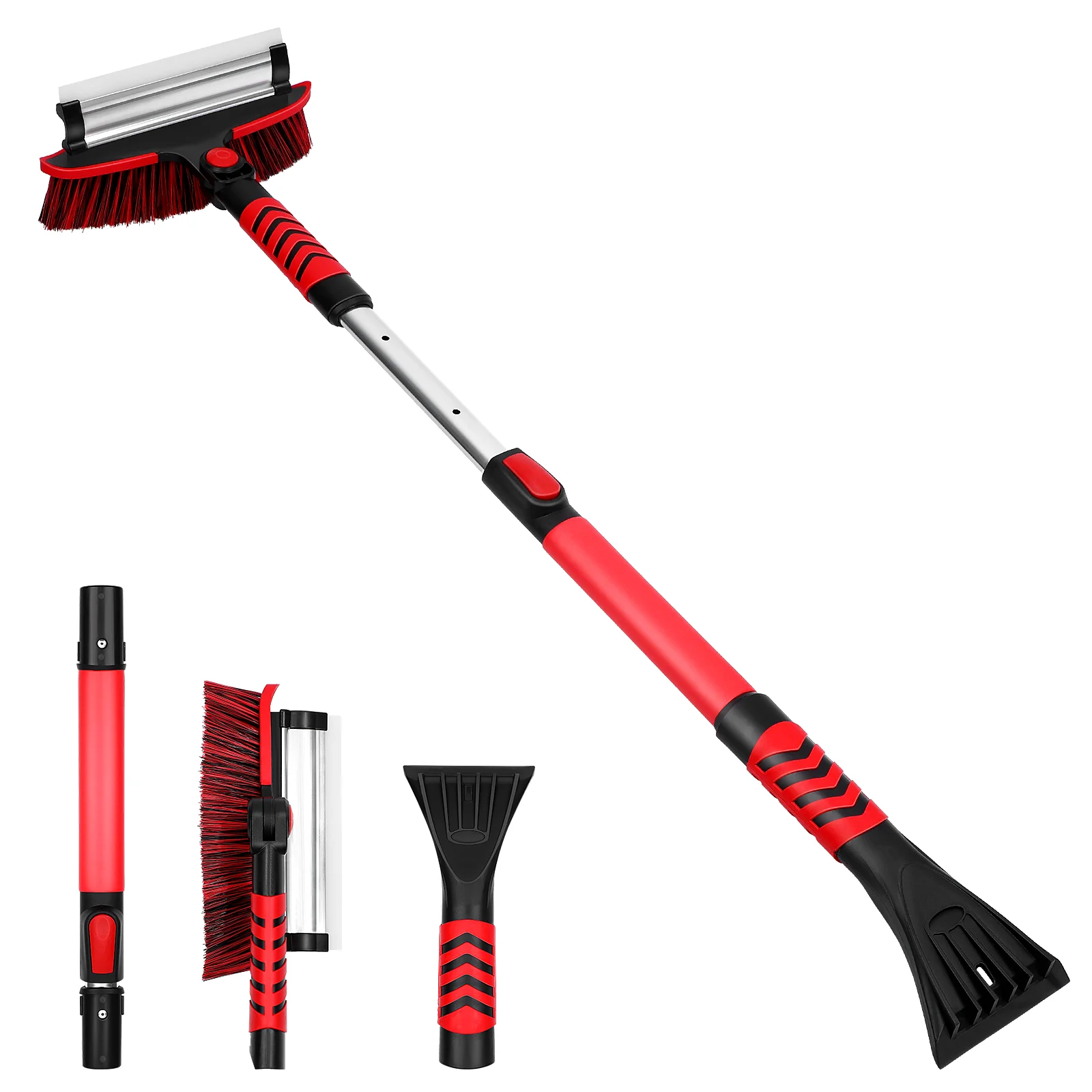 Telescopic Snow Brush Ice Cars Scraper Defrosting Removal Broom Detachable Bristles: Pvc House Roof