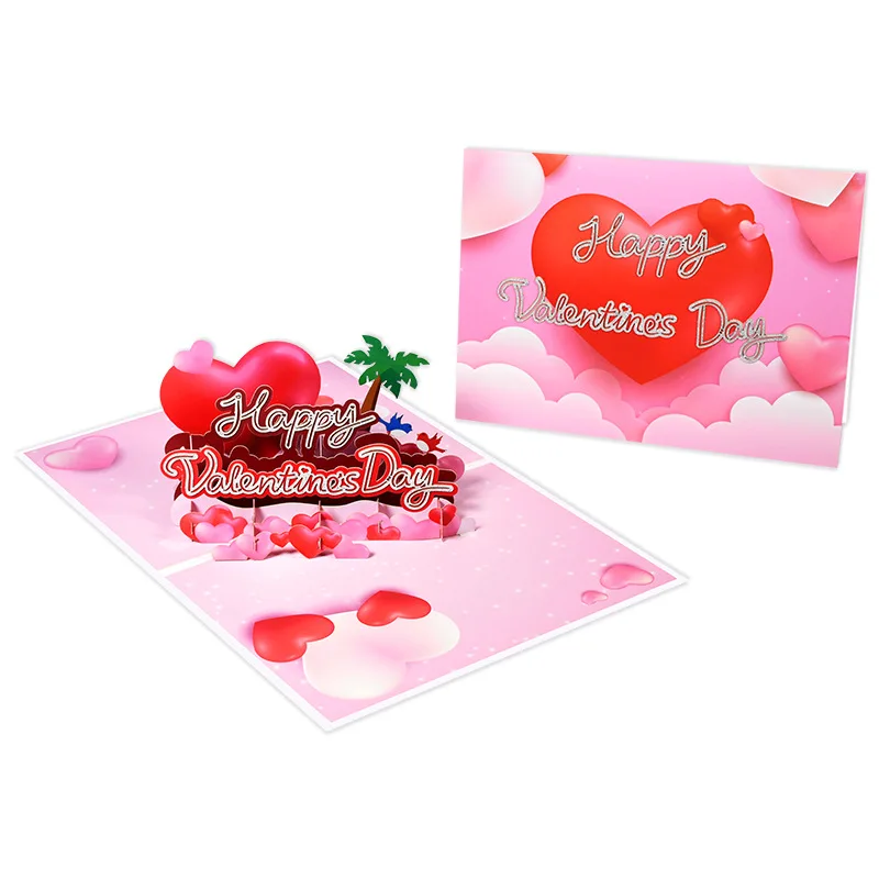 3D Pop Up Cards Valentine's Day Greeting Card Romantic Creative Handmade Blessing Card