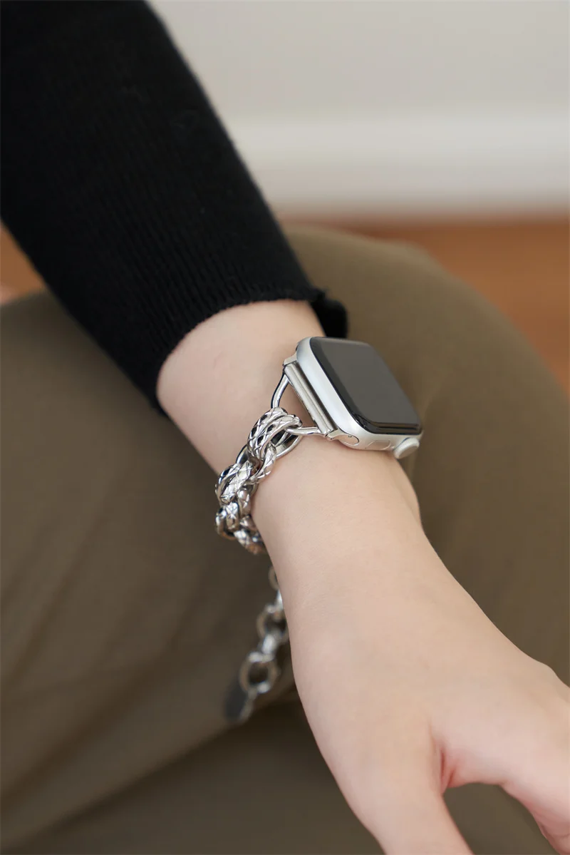 

Fashion Buckle chain Band for Apple Watch SE7 6 5 38mm 42mm Ladies Strap Link for iWatch 40/44mm 41mm 45mm 4 3 2 1 Slimmer Loop