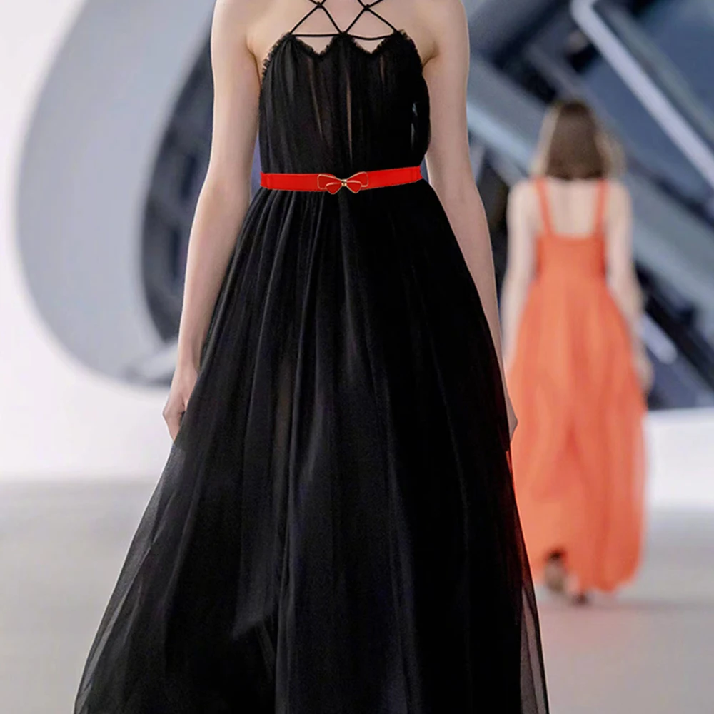 Narrow women's belt for women's dresses, trendy elastic belts, waist belt, waist belt.