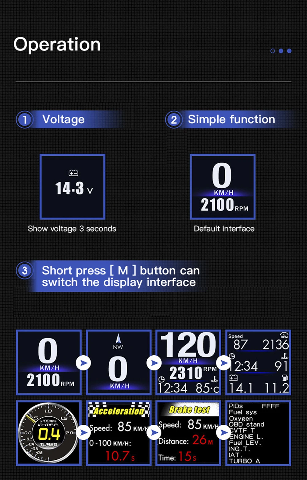 P8 OBD Auto HUD Head-Up-Display mit großer Schrift, Anzeige für Öltemperatur, Geschwindigkeit, Drehzahl, Spannung, Wassertemperatur, Uhr, Kraftstoffverbrauch, Autozubehör – Detail 7