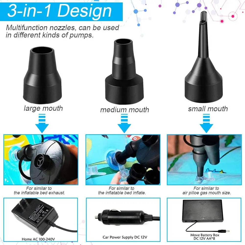 Air Pump Replacement Nozzles 3 Sizes Plastic Nozzle Head Air Inflator Adapter For Inflatable Pumps Compressor Accessories air pump,inflatable pump
