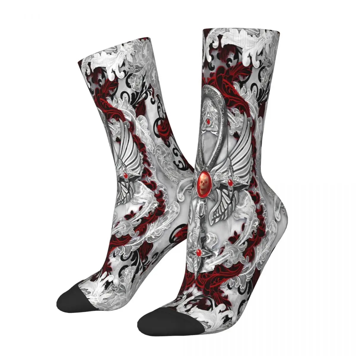 

Bloody White Gothic Ankh Steampunk Socks Male Mens Women Winter Stockings Printed