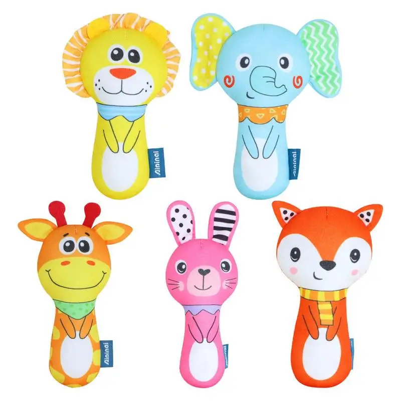 

Cute Animal Shape Soft Rattle Newborn Baby Toy Infant Stroller Bed Hanging Plush Dolls Hands Grip Sensory Learning Toys For Kids