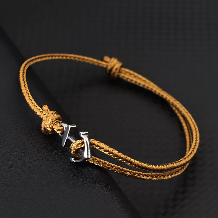 Stainless Steel Anchor Bracelet for Men with Red Thread