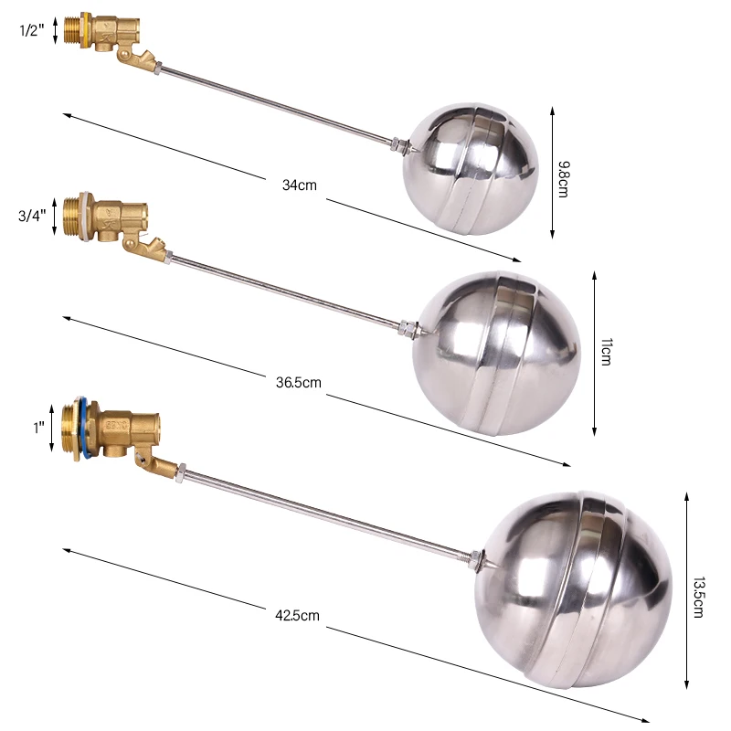 Water Float Ball Valve Brass Copper Valve Water Tank Liquid Level Control Toilet for Industry 1/2" 3/4" 1"
