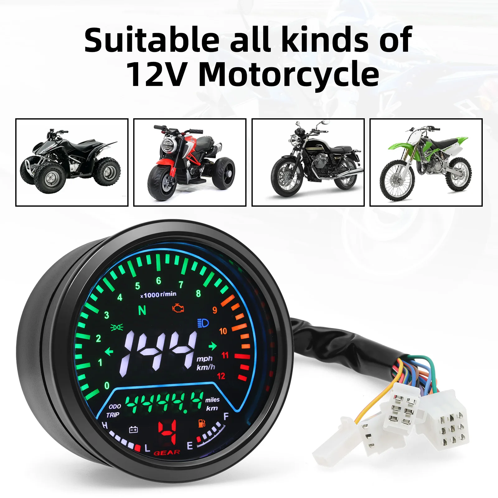 バイク用デジタルタコメーター 2,4気筒ユニバーサルタコメーター