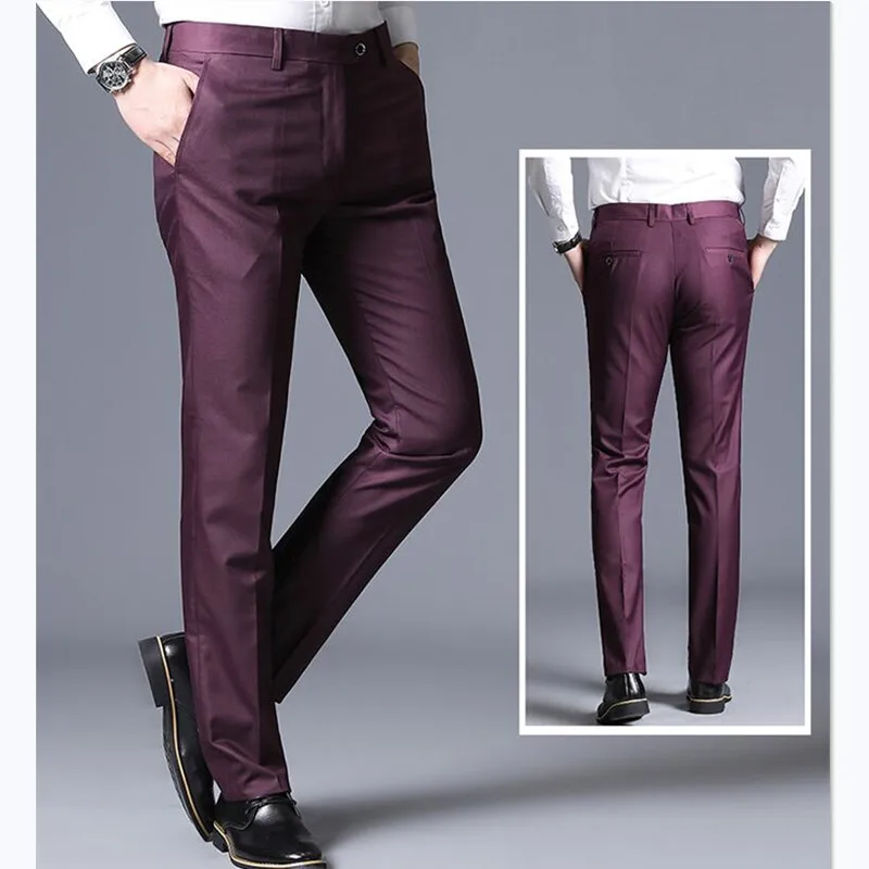 Business Pants Suit Pants Men Pants Men Suit Pants Spring Men Dress Pants Straight Business Office Trousers Mens Formal Male Black Dress Trousers