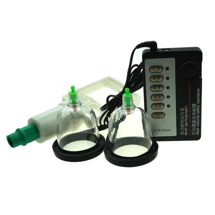 Vacuum Breast Enhancer Clitoris Nipple Sucker Pump Massager Electro Shock Nipple Clamps Sex Toys Electric Shock Accessory