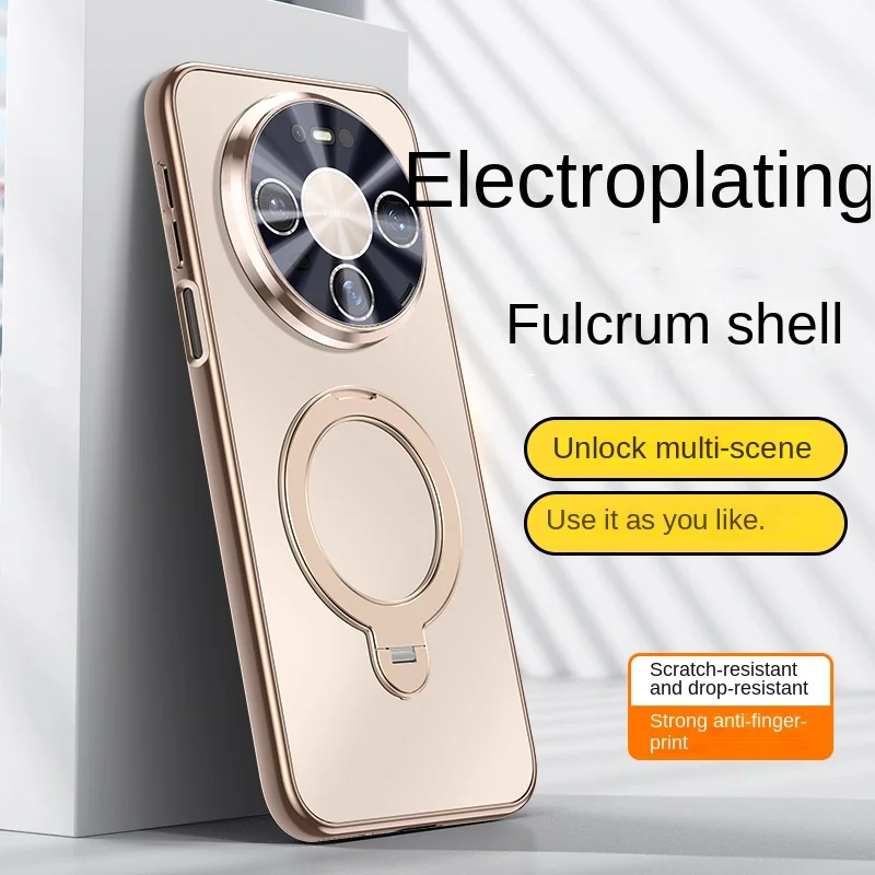 Huawei Phone Case with 360° Rotating Stand, Electroplated Matte Finish, Shockproof and Drop-Resistant Design