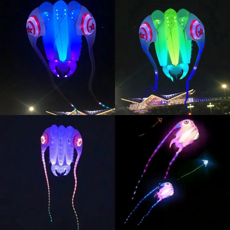 free shipping led trilobites kite for adults kite string line professional paragliding toy for novel children regiment parachute