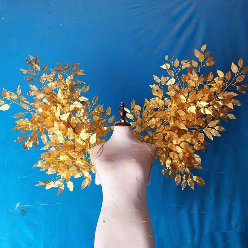 

Gold Leaf Big Angel Wings Lady Sexy Photography Pose Shooting Props Imitative Cosplay Party Carnival Singer Outfit