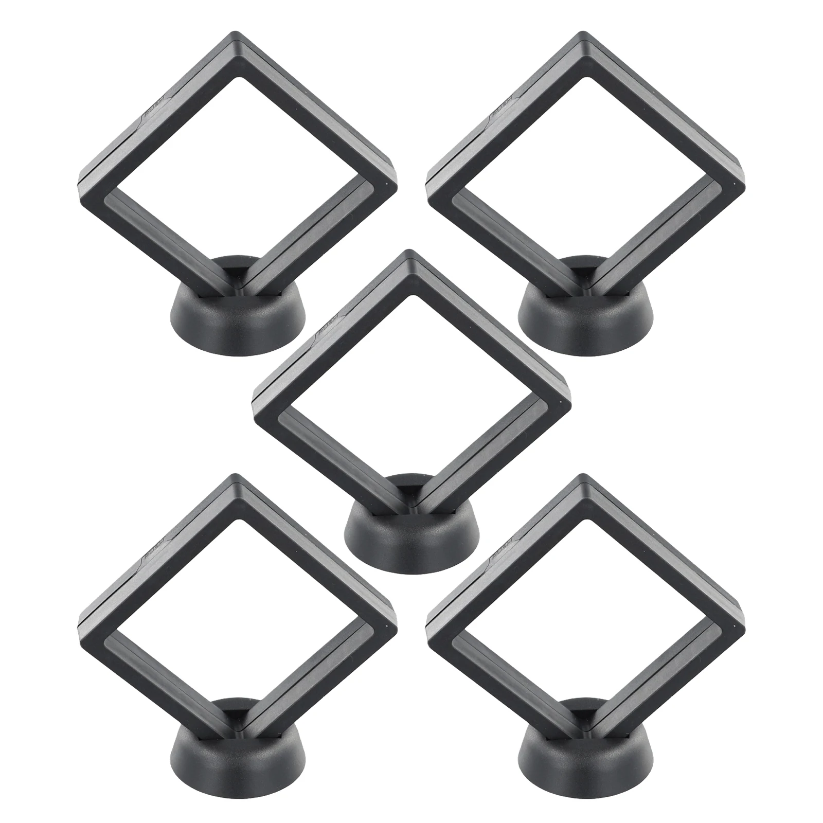 

5pcs Black Jewelry Storage Box 3D Packaging Case Gemstone Free Stand Floating Frame Membrane Ring Earrings Necklace Display