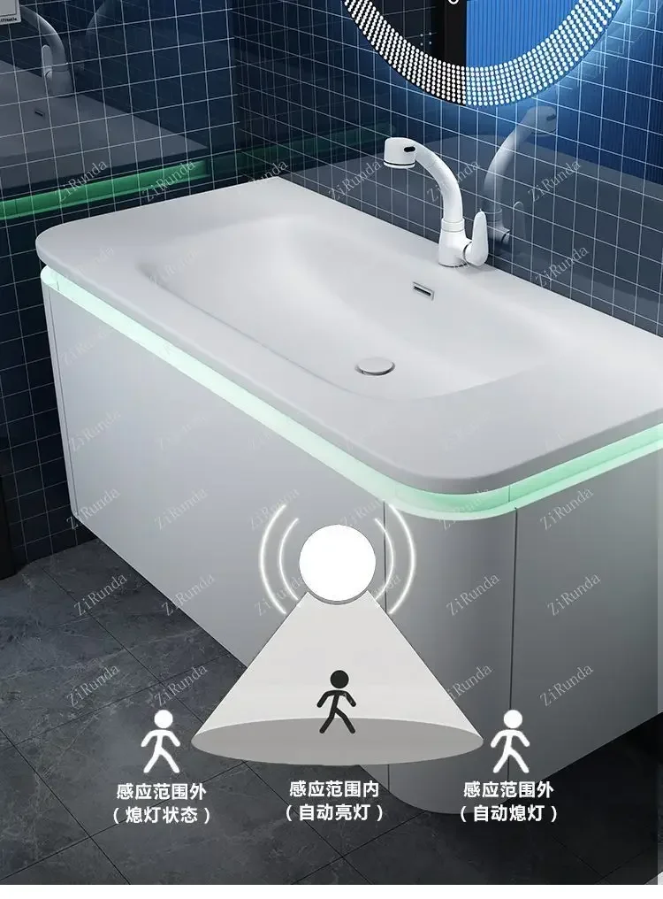 ~Simple Rounded Whole Washbin Oak Bathroom Cabinet Combination Washbasin Wash Basin Pool