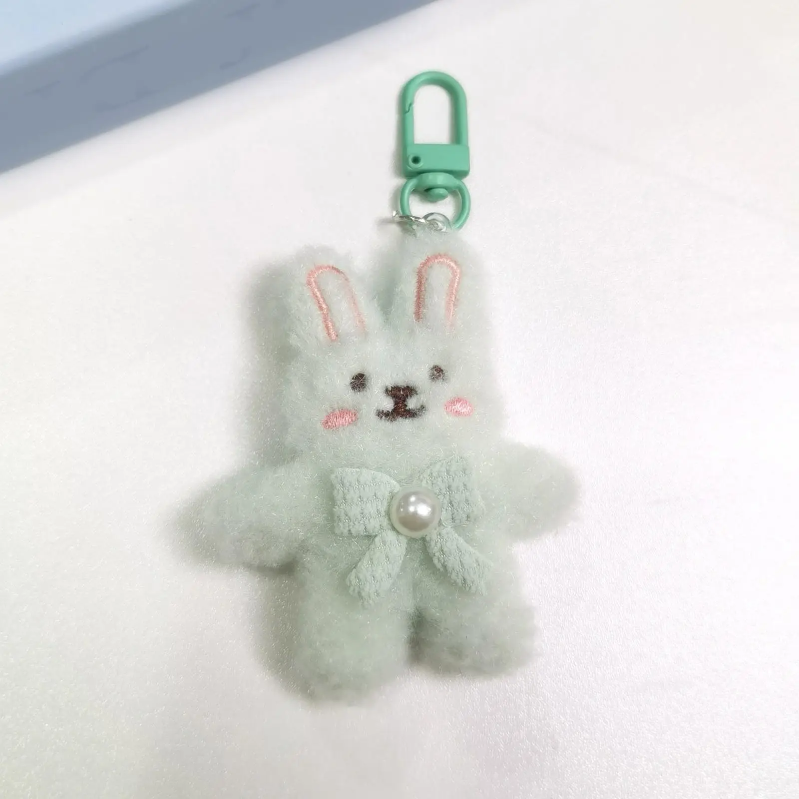 Bowknot 3D Rabbit Plush Keychain Cute Fluffy Bunny Keyring for Girls Soft Stuffed Car Key Ring Backpack Bag Pendant Gift