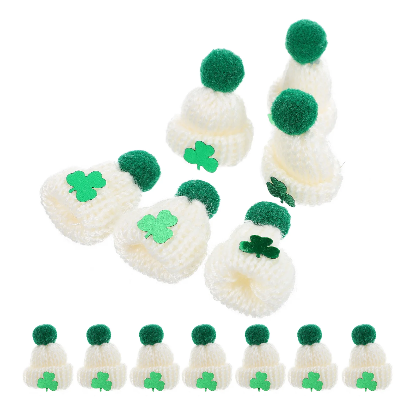 

20 Pcs Mini Cap Has Hat Knitting Hats Car St Patrick' Day Party Supplies Yarn Accessories Patricks Decorations Saint Ornaments