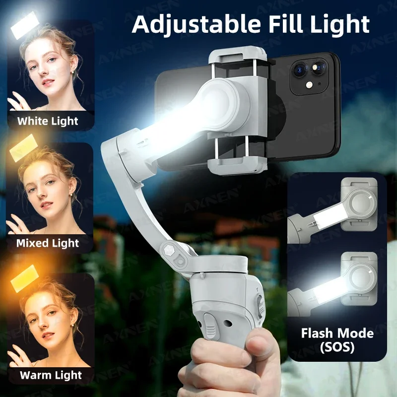 AXNEN AXNEN HQ6 スマートフォン用ジンバル AXNEN HQ6 3-Axis Handheld Gimbal with Fill Light, Mobile