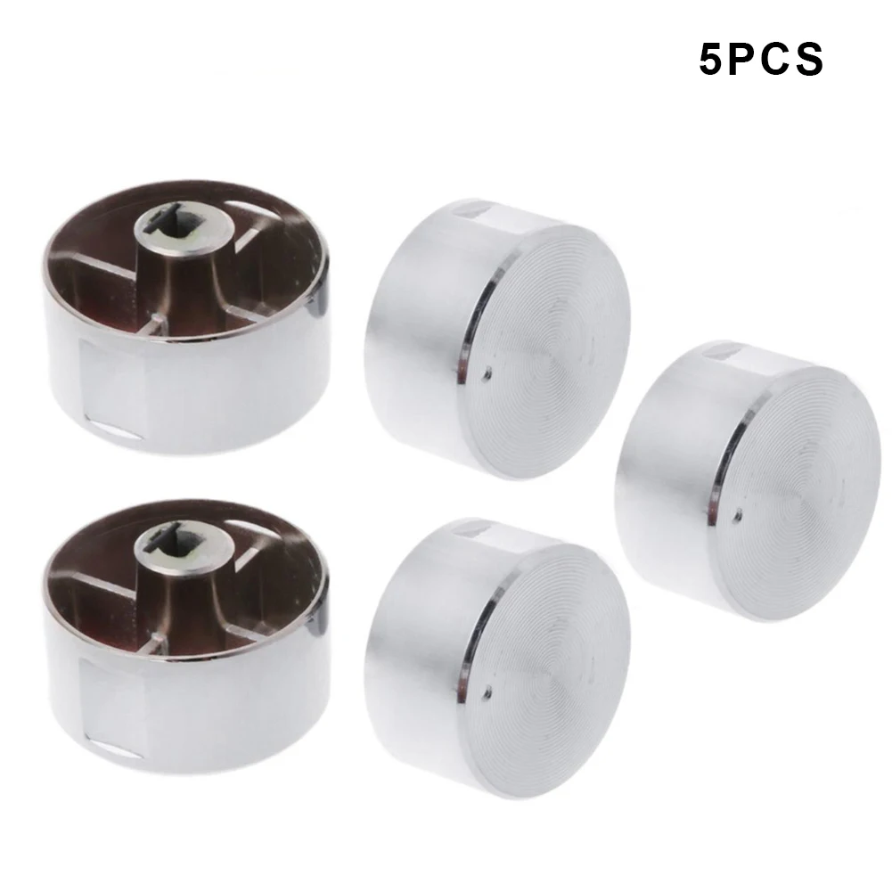 Aluminum Alloy Round Knob Gas Stove Handle Gas Stove Rotary Switches for Kitchen Accessories 5pcs 6mm