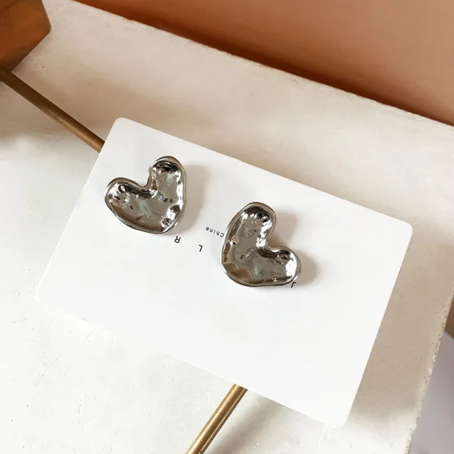 Trend Asymmetric Hollow Heart Earrings for Women 2021 Beautiful Girl Cute Party Jewelry Korean Yellow Blue Stdu Earrings Silver