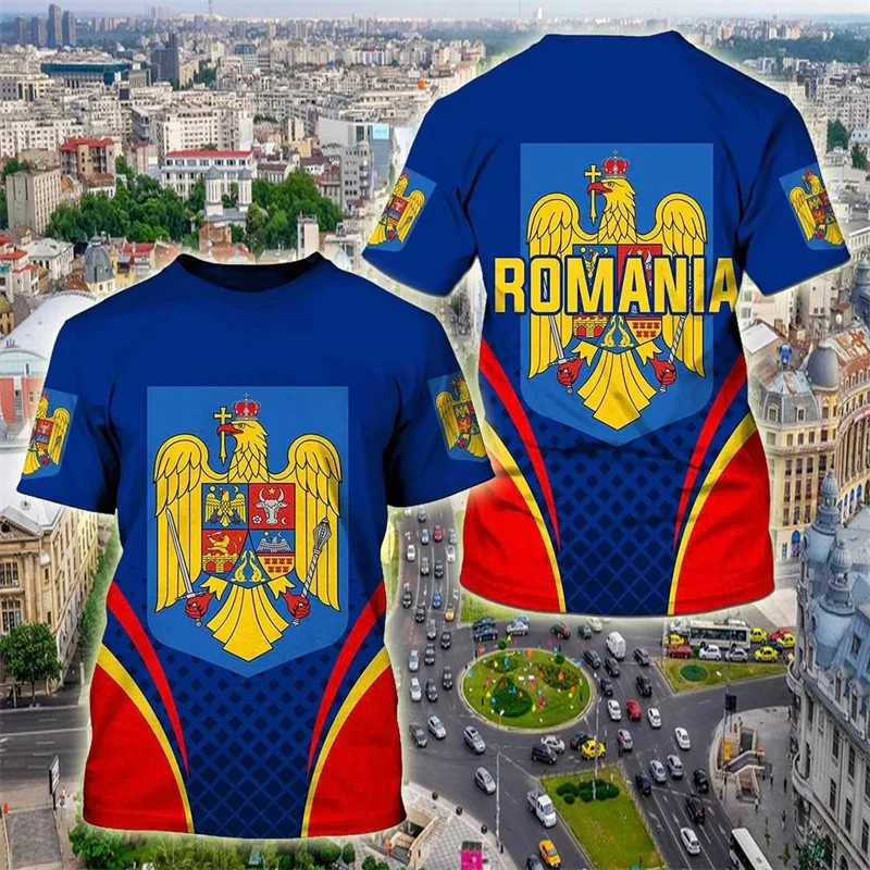 Romania Flag Eagle Totem Graphic T Shirt For Men Football Team Jersey Soccer Club T-shirt Rumania Emblem Tops
