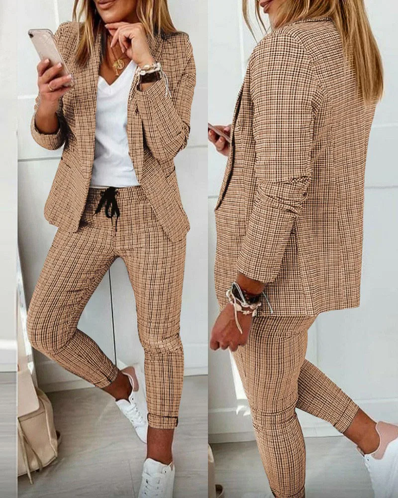 

Autumn Women's New Business Casual Suit Two Piece Set Fashion Clash Printing Travel Vacation Office Ladies Suit Set