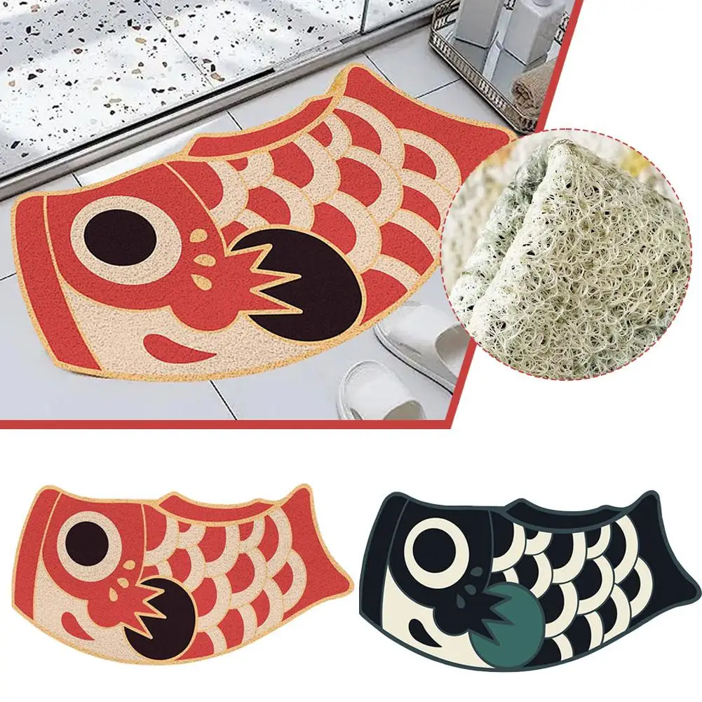 

Welcome Doormat Cute Red Carp Printed Carpet Entrance Hallway Anti-Slip Floor Mat Front Door Mat Creative Carp Rugs For Bat N9D6