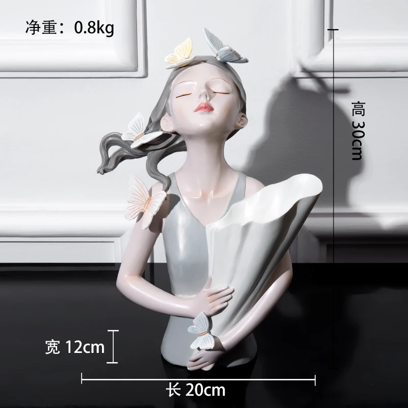 פיסול ילדה לבחירת פרחים קישוטים עיצוב פרחים לסלון פיגורינות דקורטיביות לשולחן עבודה אביזרי בית