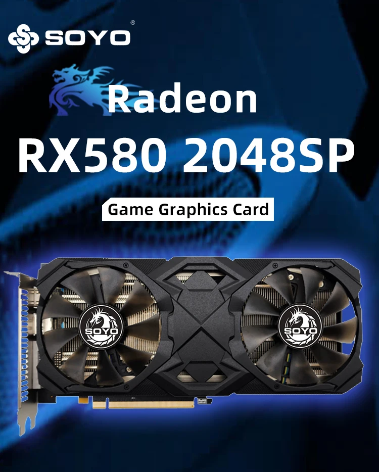 S3cbae40869ff429d99056d0e172ec5a3y SOYO AMD Radeon RX580 8G Graphics Cards GDDR5 Memory Video Gaming Card PCIE3.0x16 HDMI DVI DP*1 for Desktop Computer Components