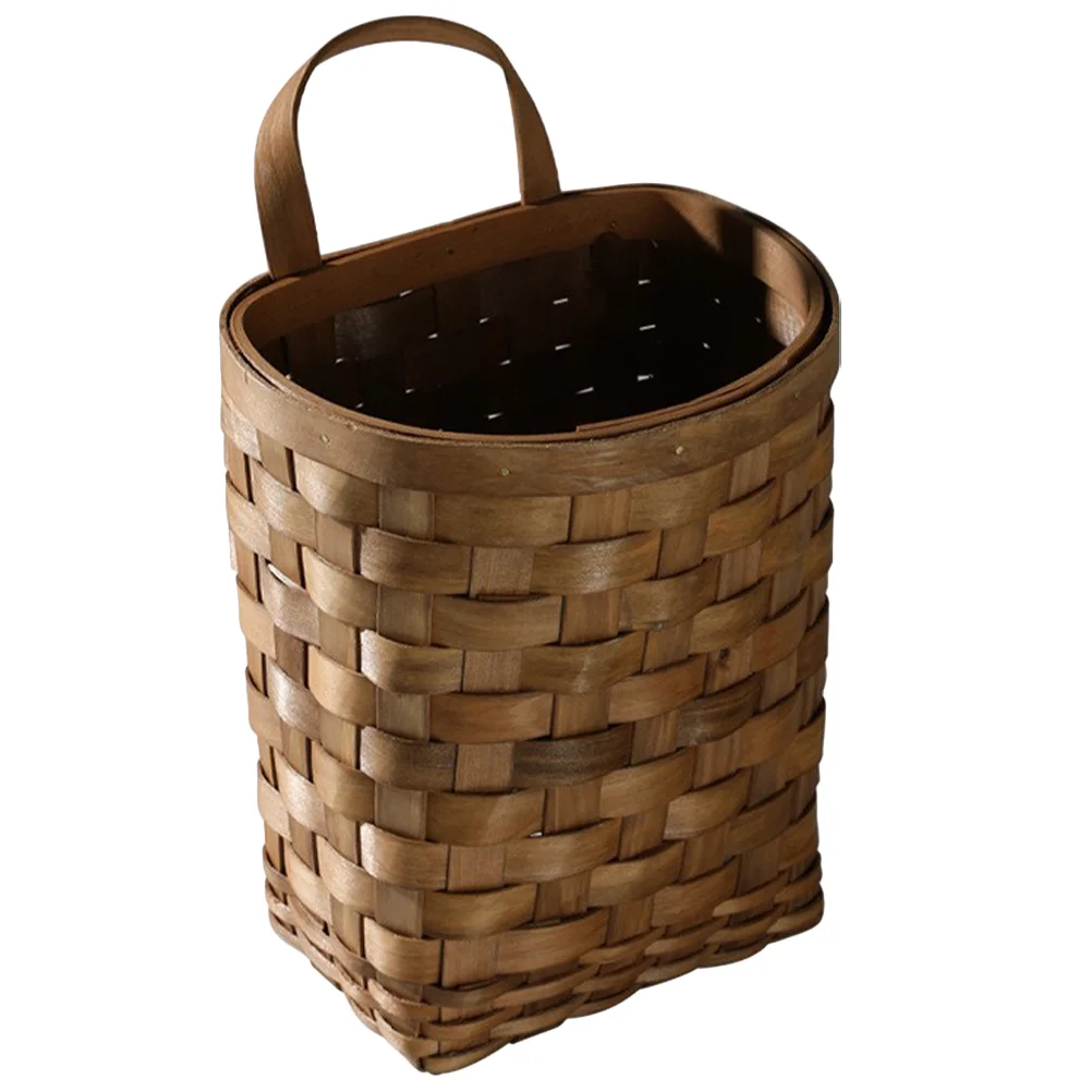 

Hanging Sundries Basket Wooden Wall Flower Storage Bins Vegetable Fruit Baskets