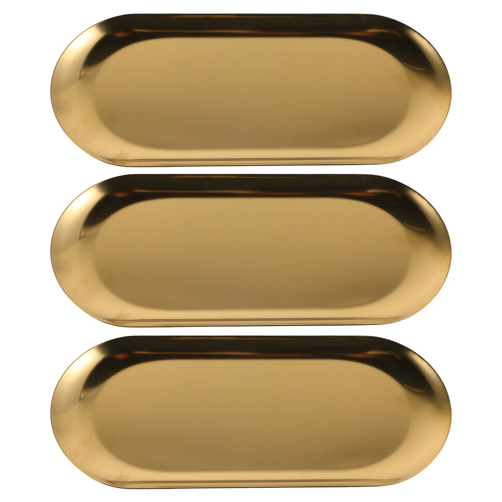 3 Pcs Stainless Steel Tray Bathroom Storage Trinket Make up Decorative Trays Vanity 5