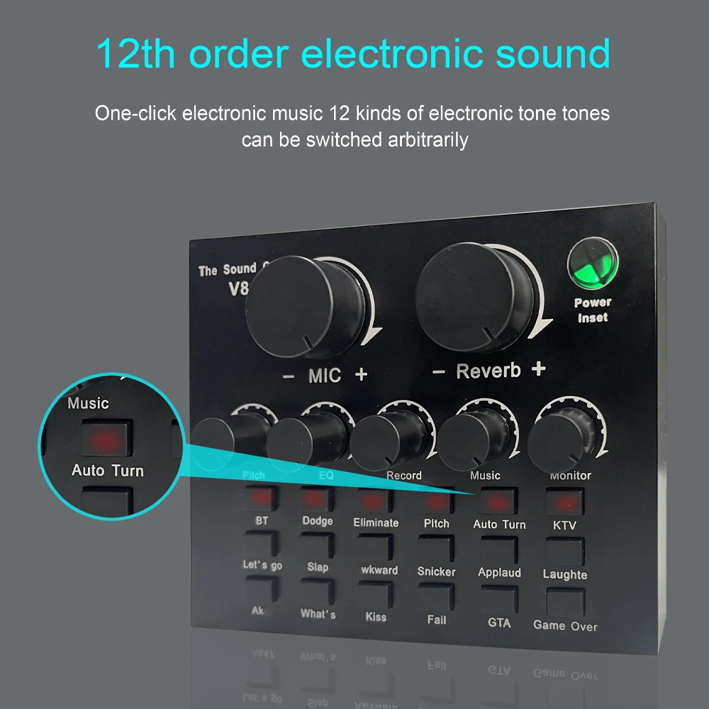 V8 Pro Sound Card Upgrade Audio Set Interface External USB Live Microphone Sound Console Bluetooth Function for PC Phone