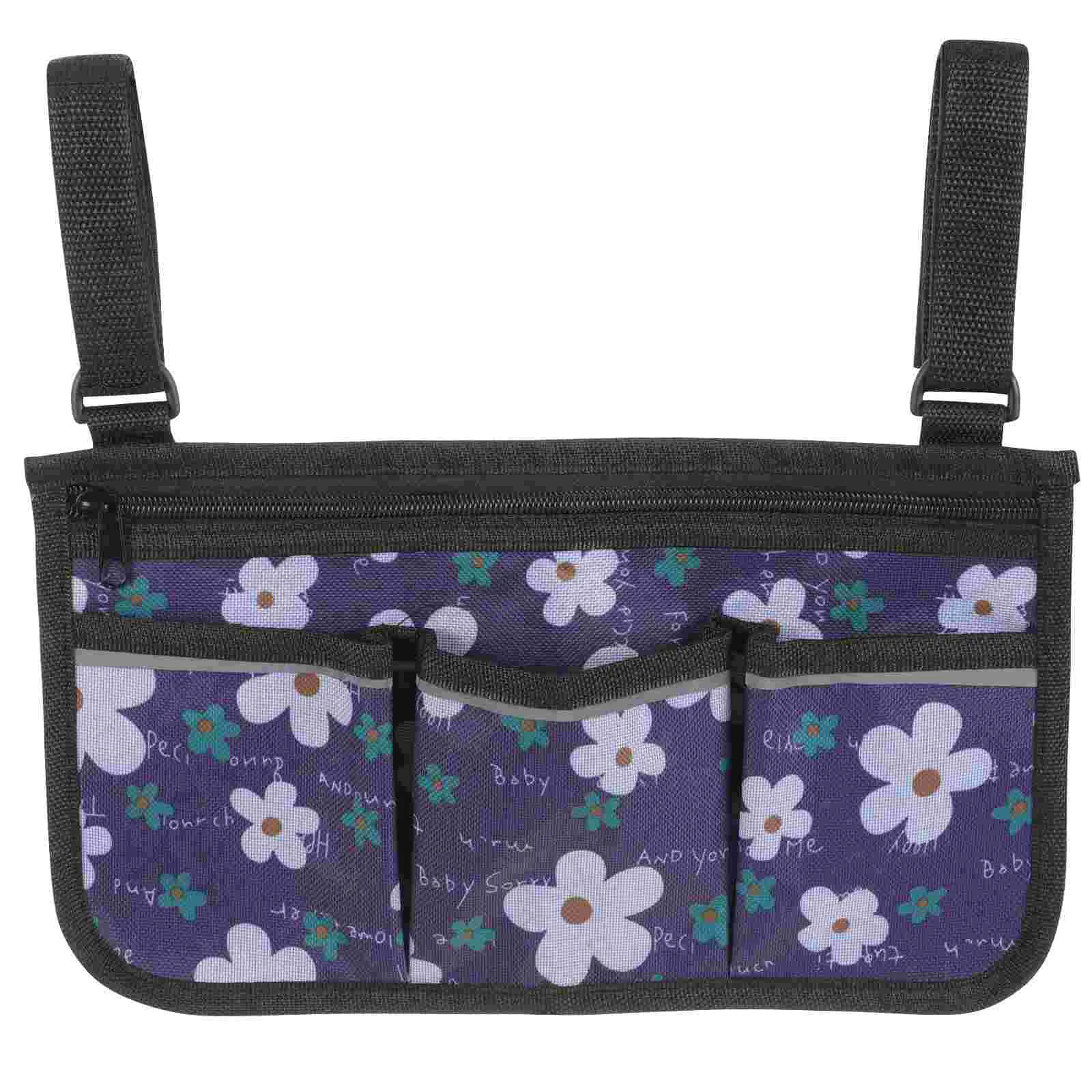 

Wheelchair Side Bag Armrest Hanging Bag Flower Printing Wheelchair Bag Outdoor Wheelchair Bag