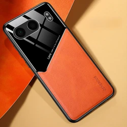 Leather Texture Phone Case with Car Magnetic Holder for OnePlus Nord 4 5G (Orange)