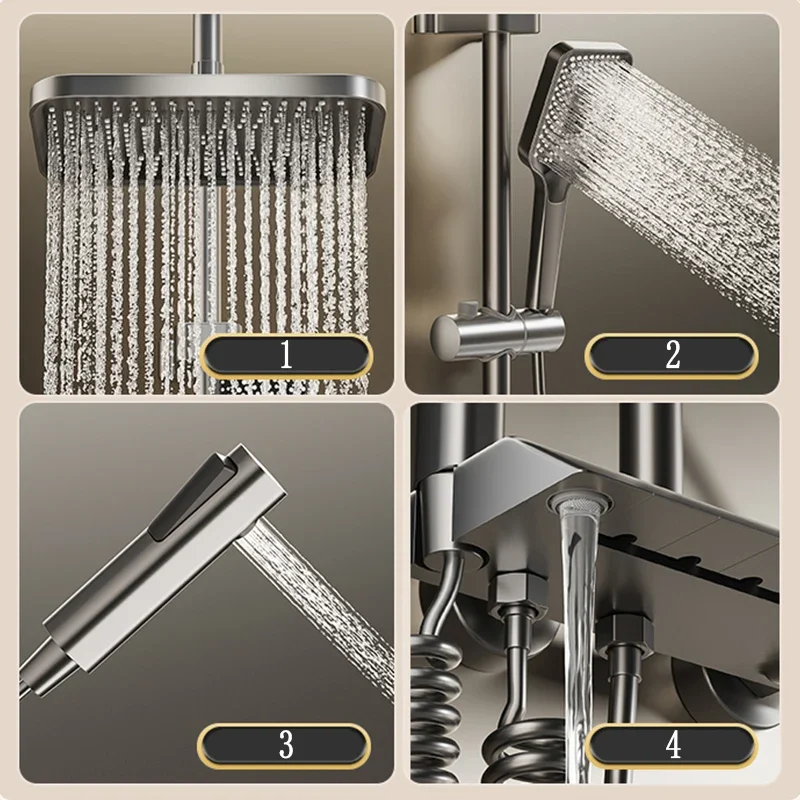2024 NEW Upgrade Bathroom Shower Set with LED Display Piano Keys Bath Shower Rain Shower Complete Bathroom Accessories Brass 3