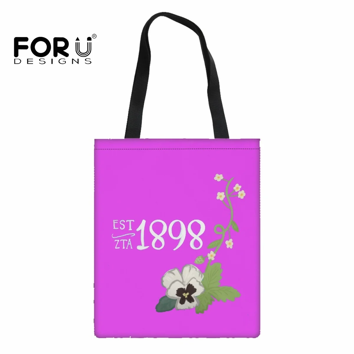 

FORUDESIGNS женская сумка для покупок Soft Zeta Tau Alpha Sorority хозяйственная холщовая сумка-шоппер, женская сумка-тоут через плечо