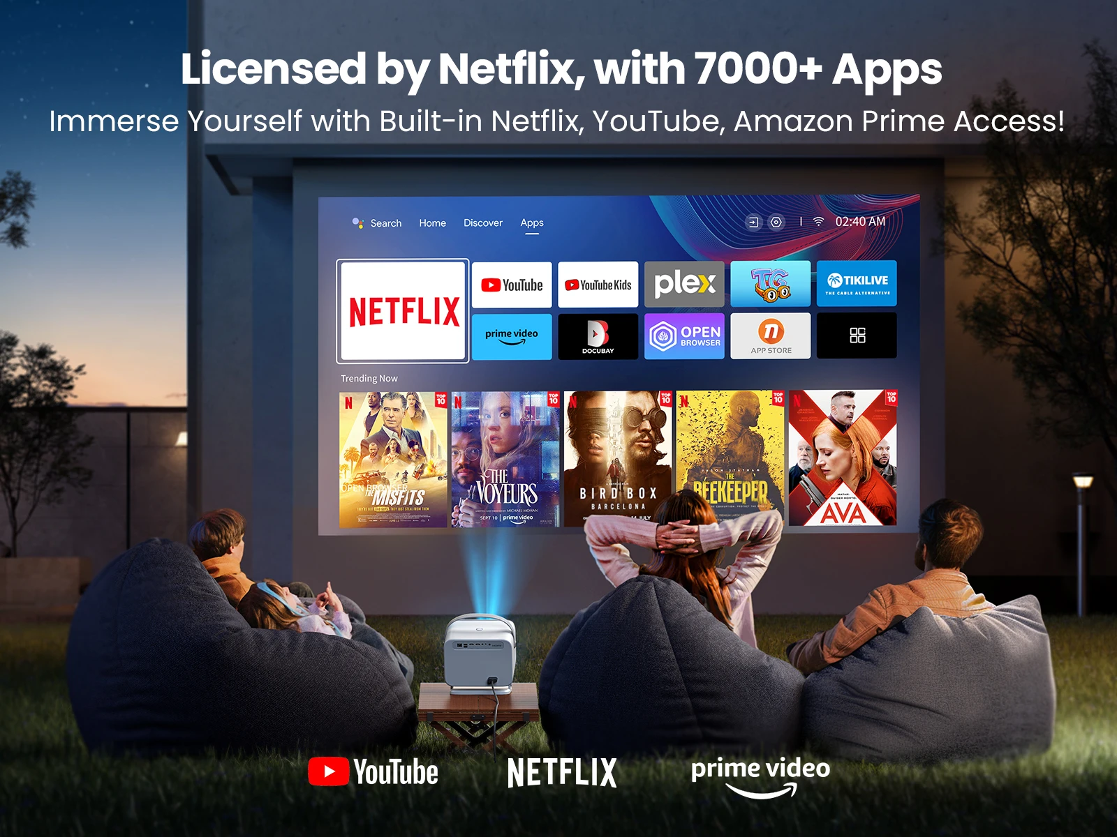 700 ANSI Native 1080P Projector 4K Netflix Licensed/Dolby Audio Projector with WiFi6 and Bluetooth 5.2 Auto Focus & Keystone portable projector